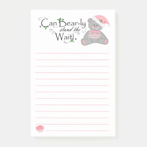 Can Bear_ly Wait Christmas List Post It Note