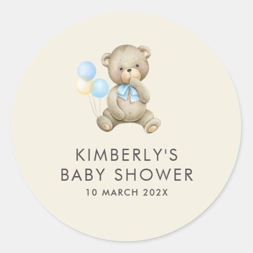 can bearly wait baby shower classic round sticker