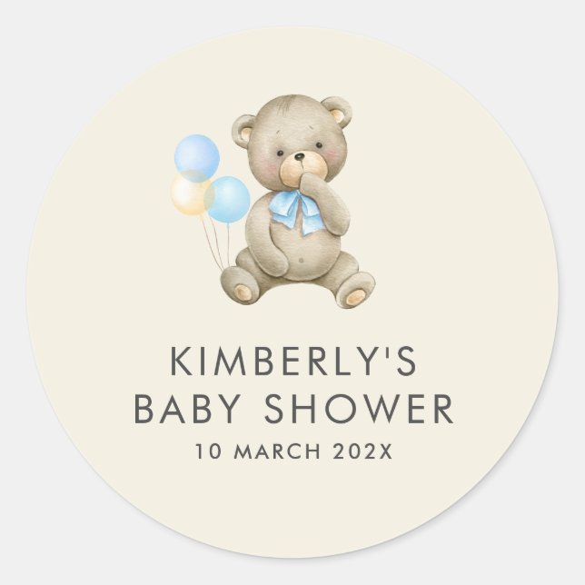 can bearly wait baby shower classic round sticker (Front)