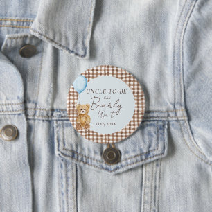 Can Bearly Wait Boy Baby Shower Uncle Family Button