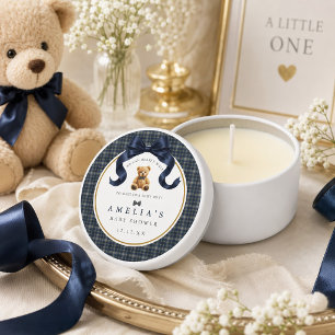 Can Bearly Wait Plaid Polo Teddy Bear Mini Candle Favors
