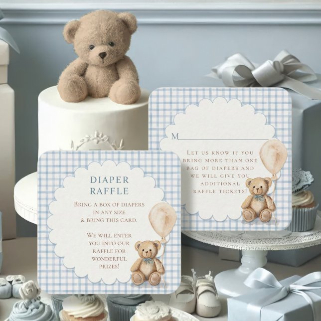 Can Bearly Wait Teddy Bear Diapers Boy Baby Shower Enclosure Card (Creator Uploaded)