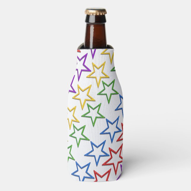 Can/Bottle Cooler - Rows of Colored Stars (Bottle Front)