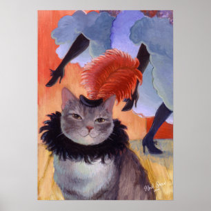 Can-Can Cabaret Dancer Cat Poster