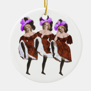 Can-Can Dancers Old Fashioned Vintage Dance Ceramic Ornament