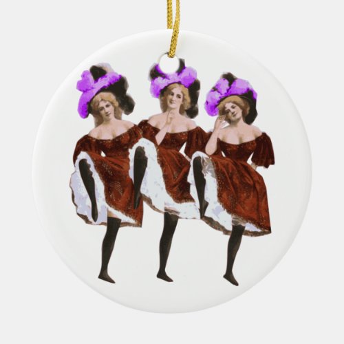 Can_Can Dancers Old Fashioned Vintage Dance Ceramic Ornament
