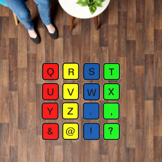 Can Change Letters, 16 Squares, 4 Colours on 36" F Floor Decals