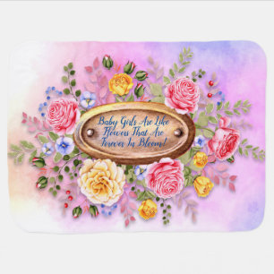 Can Change Text Baby Girls Are Like Flowers  Bloom Blanket