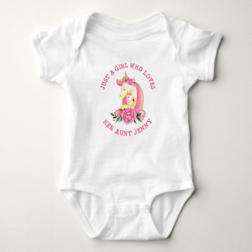 Can Change Text Girl Who Loves Her Aunt Unicorn    Baby Bodysuit