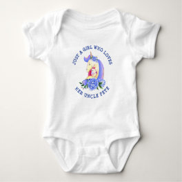 Can Change Text Girl Who Loves Her UNCLE Unicorn Baby Bodysuit