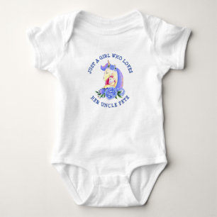 Can Change Text Girl Who Loves Her UNCLE Unicorn Baby Bodysuit