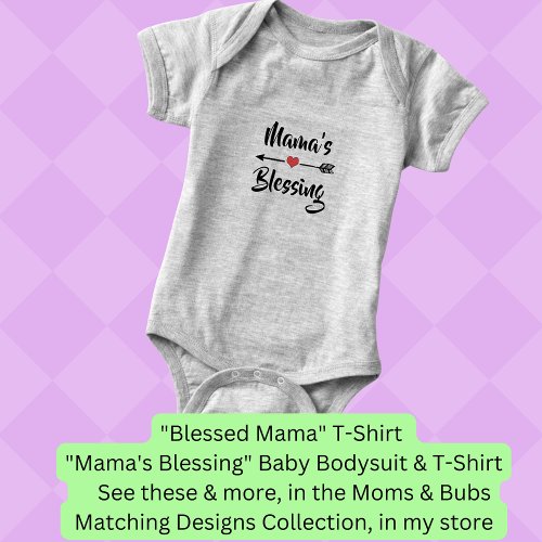 Can Change Text _ Mamas Blessing Mom Bub Matching Baby Bodysuit