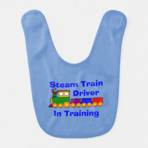 Can Change Text, Steam Train Driver in Training  Baby Bib