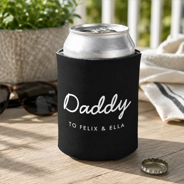 Can Cooler | Daddy Beer Sleeve Gift From Kids (Personalized Daddy can cooler with kids names for Father’s Day, BBQs and gifts.)