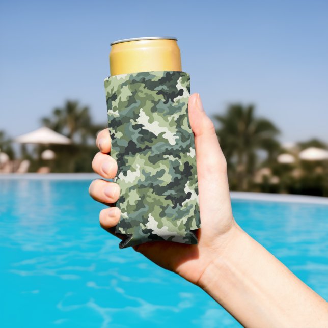Can Cooler-Green Camo  Seltzer Can Cooler (In Situ Pool)