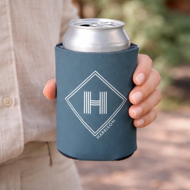 Can Cooler | Modern Geometric Monogram Initial (Creator Uploaded)