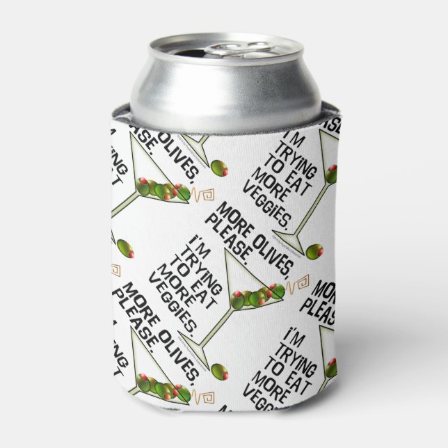 CAN COOLER - More Olives. Eating Veggies! (Can Front)