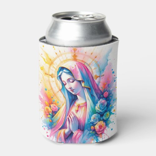 Can Cooler  Our Lady Praying  Pastel Watercolors