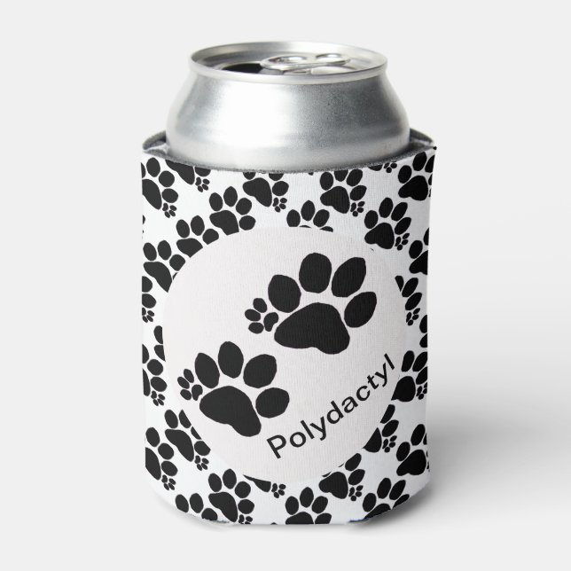 Can Cooler - Polydactyl Cat Prints (v2) (Can Front)