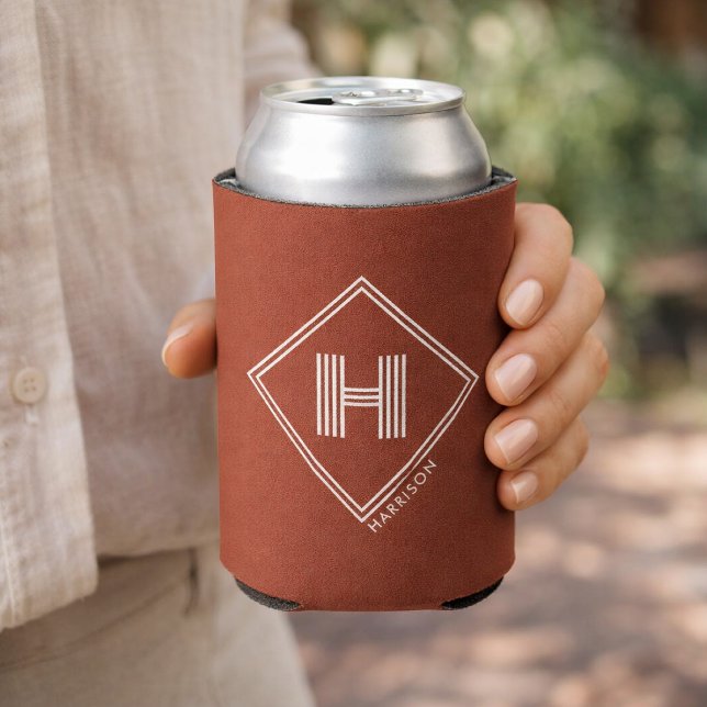 Can Cooler | Stylish Geometric Initial Monogrammed (Creator Uploaded)