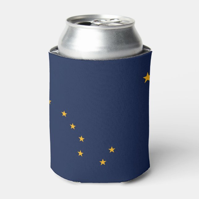 Can Cooler with flag of Alaska State, USA. (Can Front)