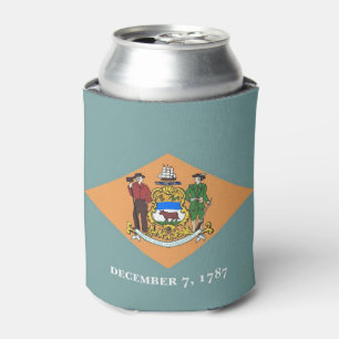 Can Cooler with flag of Delaware State, USA.