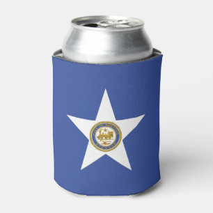 Can Cooler with flag of Houston City, USA