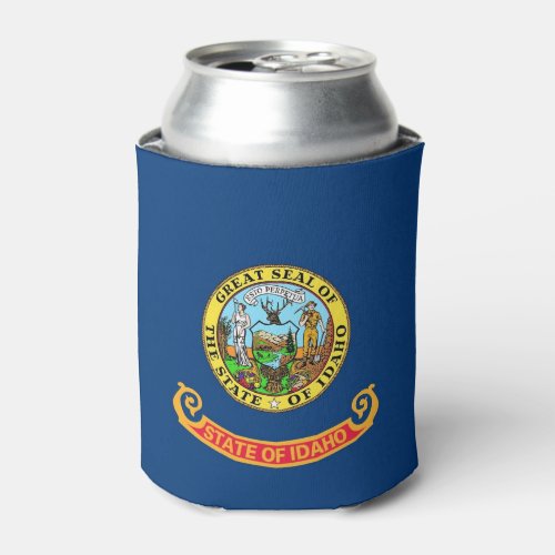 Can Cooler with flag of Idaho State USA