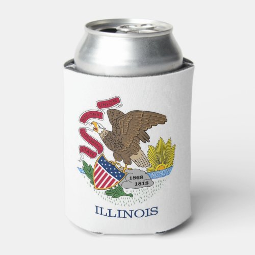 Can Cooler with flag of Illinois State USA