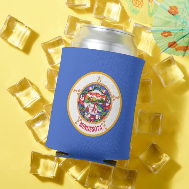 Can Cooler with flag of Minnesota State, USA. (In Situ Summer)