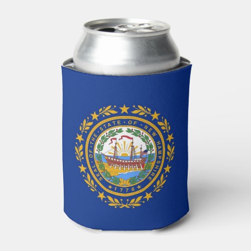 Can Cooler with flag of New Hampshire State USA