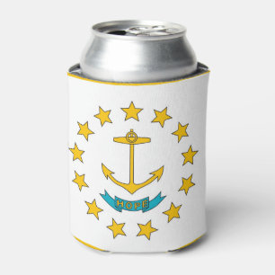 Can Cooler with flag of Rhode Island, USA.