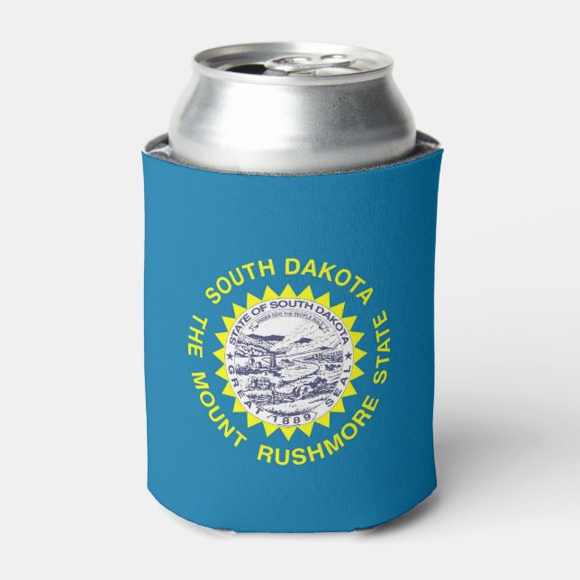 Can Cooler with flag of South Dakota State, USA. (Can Front)