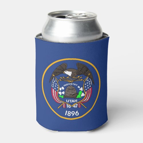 Can Cooler with flag of Utah State USA