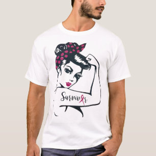 Can Cure It Rosie Riveter Breast Cancer Survivor  T-Shirt