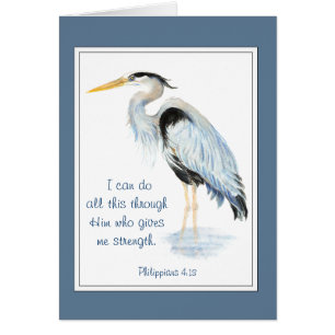 Can Do All Things Bible Inspirational Quote Heron Cards