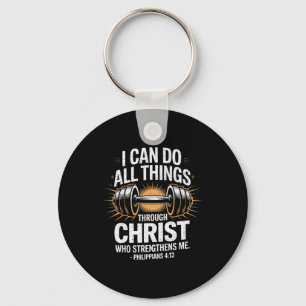 Can Do All Things Weightlifter Christian Gym Bible Keychain
