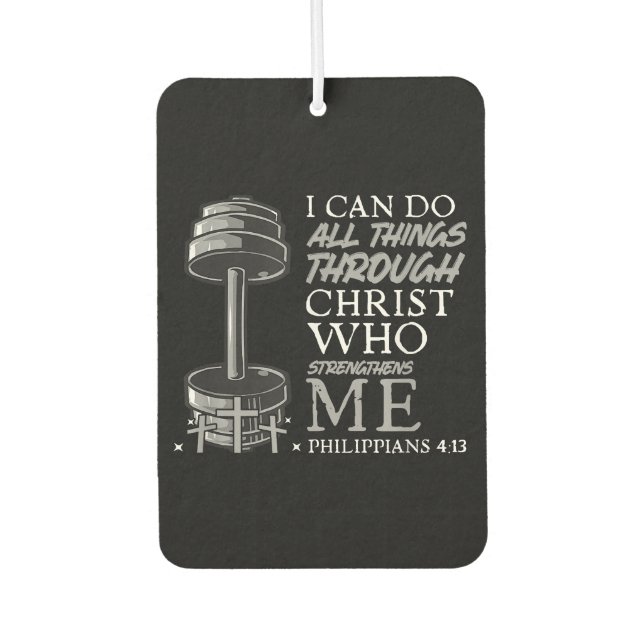 Can Do All Things Weightlifter Gym Christian Bible Air Freshener (Front)