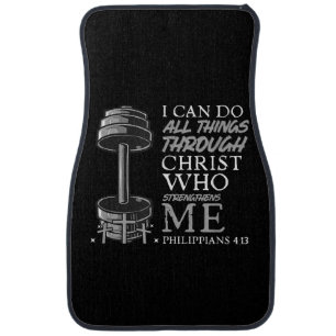 Can Do All Things Weightlifter Gym Christian Bible Car Floor Mat