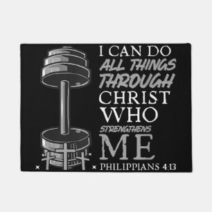 Can Do All Things Weightlifter Gym Christian Bible Doormat