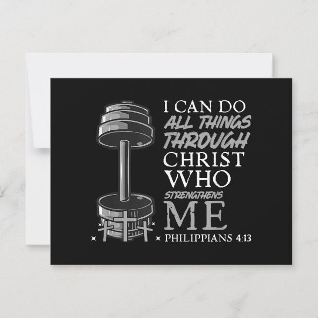 Can Do All Things Weightlifter Gym Christian Bible Holiday Card (Front)