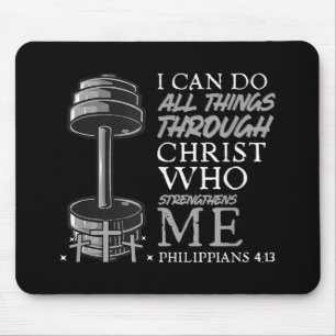 Can Do All Things Weightlifter Gym Christian Bible Mouse Pad