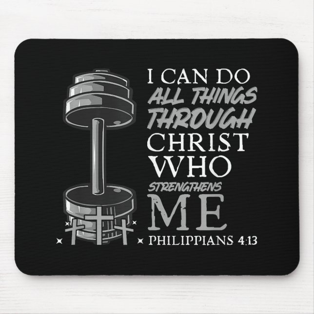 Can Do All Things Weightlifter Gym Christian Bible Mouse Pad (Front)