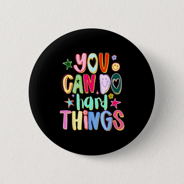 Can do hard things autism awareness autistic puzzl button (Front)