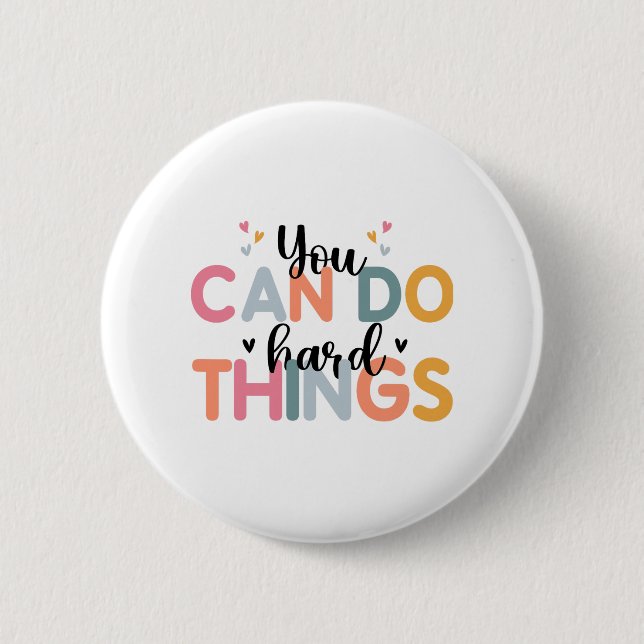 Can Do Hard Things Test Day Testing Teacher  Button (Front)