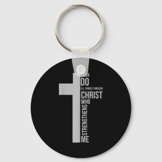 Can do things through christ who strengthens cross keychain
