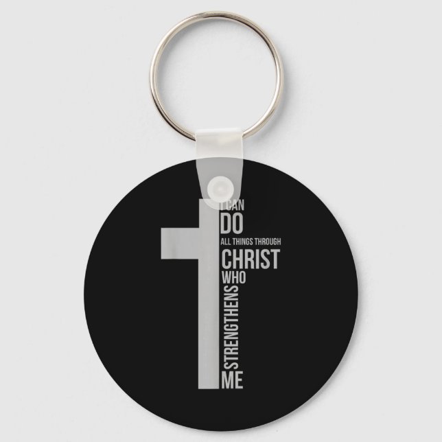 Can do things through christ who strengthens cross keychain (Front)