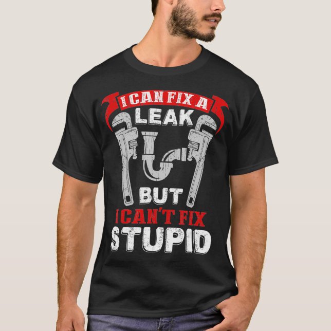 Can Fix A Leak Cant Fix Stupid Funny Plumber T-Shirt (Front)