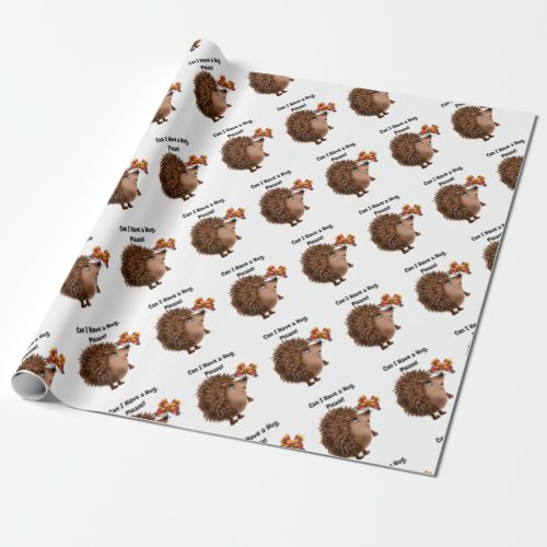 Can I Have a Hug Hedgehog Butterfly Friendship Wrapping Paper