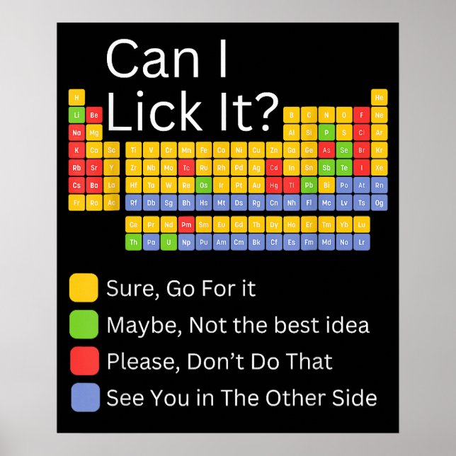 Can I Lick It 100 days of School Periodic Table Poster (Front)